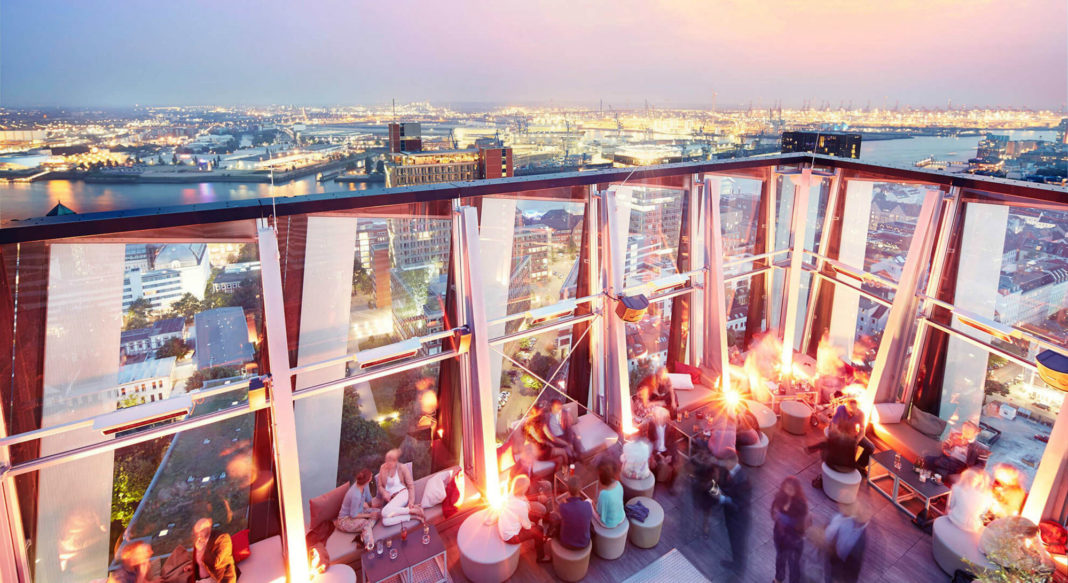 rooftop bar open air bar innenarchitektur tanzende türme hamburg deisgn formwaende