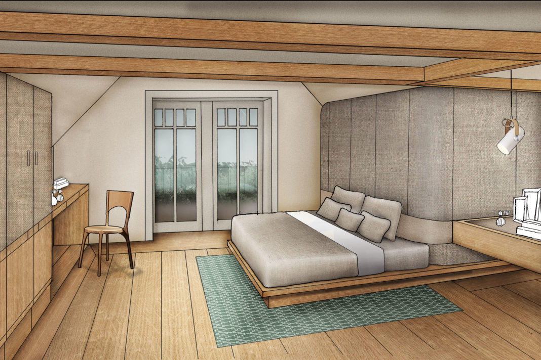 schlafzimmer tischlerarbeit holz konzept raum villa innenausstattung formwaende